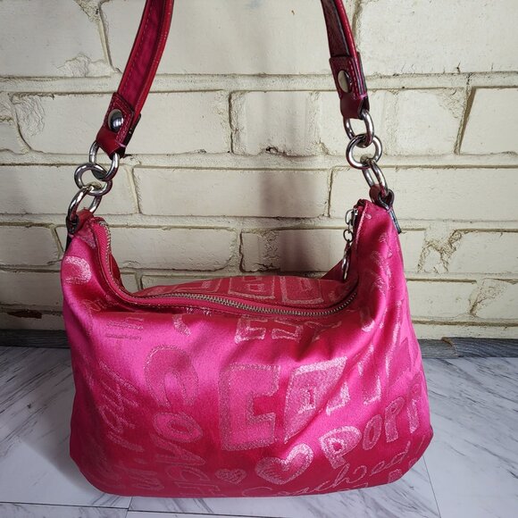 Rare Coach Poppy Storypatch Pink Shoulder Bag Purse - Picture 3 of 16